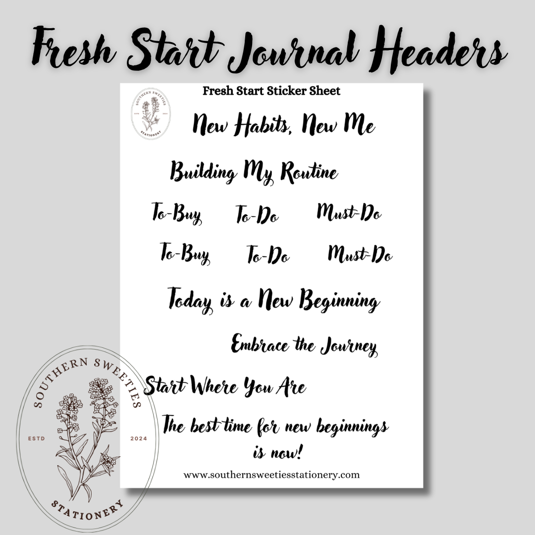 Fresh Start Journal Headers & Quotes DIGITAL DOWNLOAD