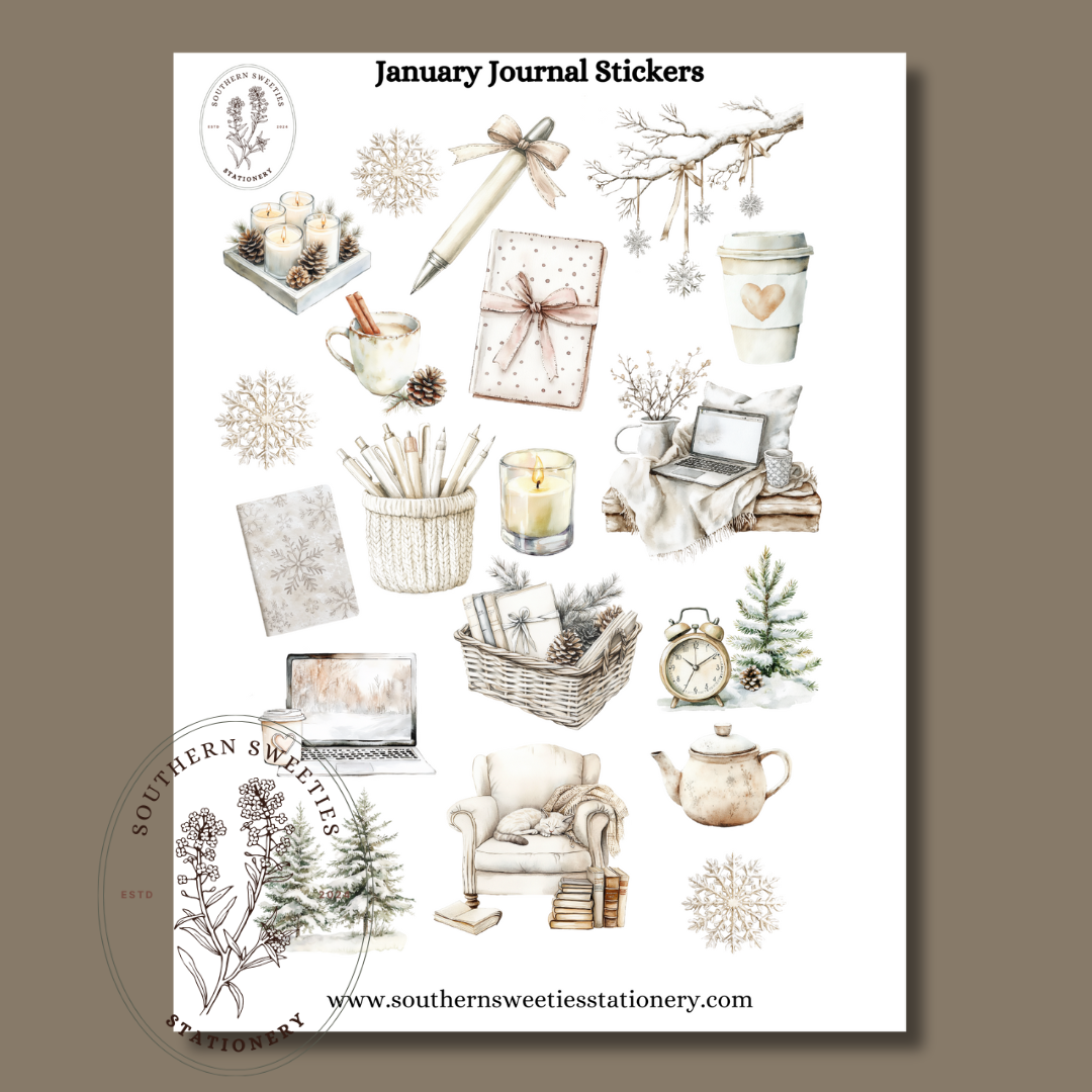 January Elements Sticker Sheet DIGITAL DOWNLOAD