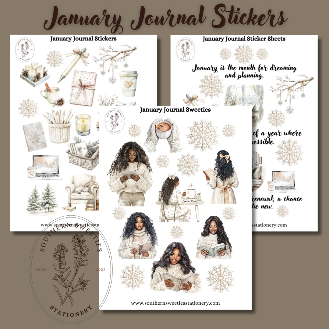 January Journal Sticker Set DIGITAL DOWNLOAD