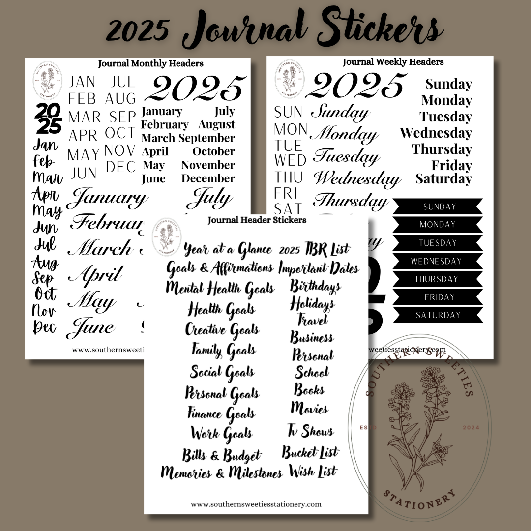 January Journal Sticker Set with Headers DIGITAL DOWNLOAD